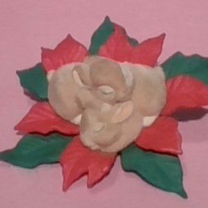 Vintage Hallmark 'Gentle Dreamers' Clip On Flocked Sleeping Bunnies Ornament